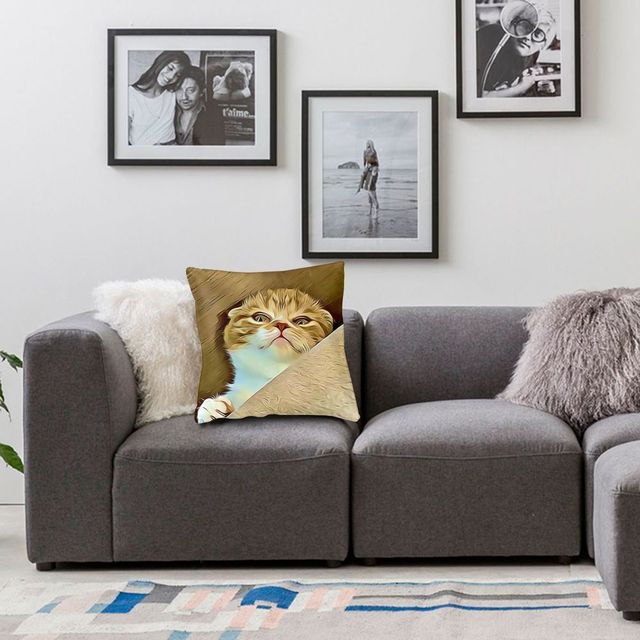Poszewka na poduszkę z motywem kreskówki Zły szkocki krotnie kot 45x45 cm, miękka i nowoczesna dekoracja domu - Wianko - 4