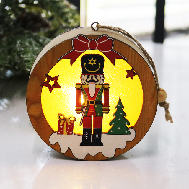 Drewniany wisiorek w kształcie gwiazdy z motywem dziadka do orzechów na Boże Narodzenie - dekoracja choinkowa na nowy rok - Wianko - 3