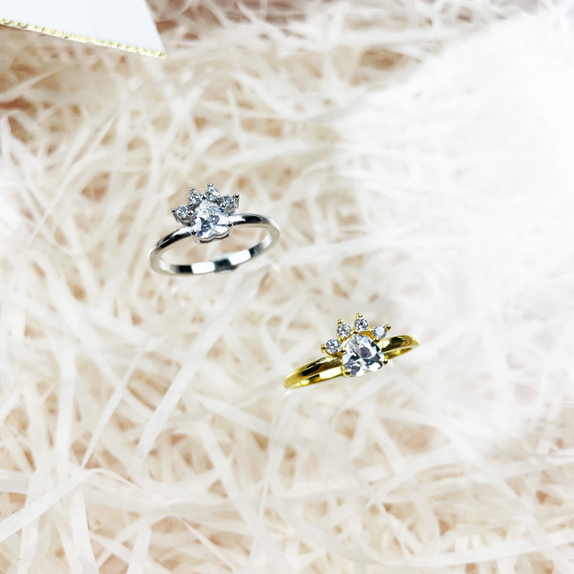 Pierścień z łapą kota - srebro 925, złoty kolor, design 2021, nowa moda, śliczny prezent dla dziewczyny - Wianko - 4
