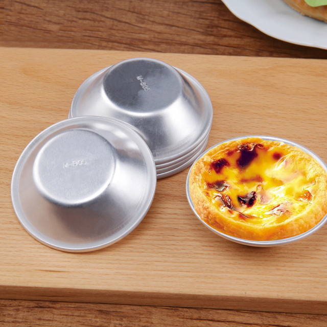 Forma do ciasta styl Tart jajek - zestaw 5 sztuk/worek, w kształcie okrągłych foremek Custard Tin, wykonanych z aluminium - Wianko - 1