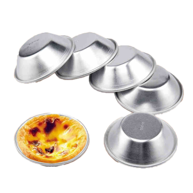 Forma do ciasta styl Tart jajek - zestaw 5 sztuk/worek, w kształcie okrągłych foremek Custard Tin, wykonanych z aluminium - Wianko - 2