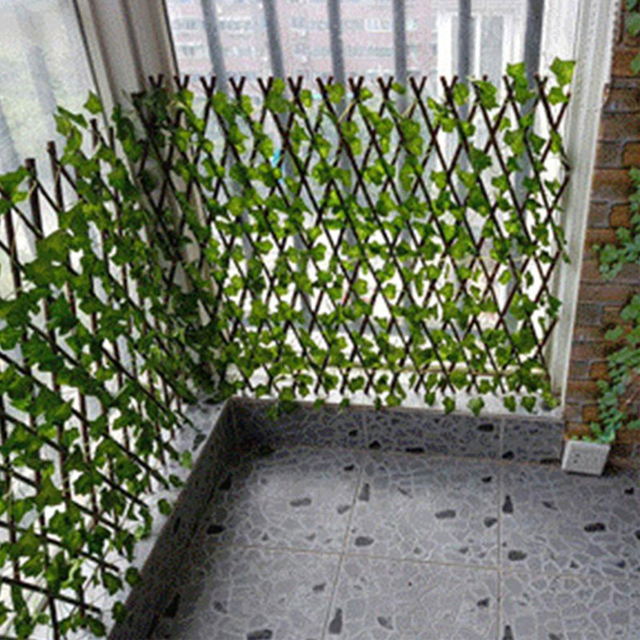 Ogrodzenie balkonowe elastyczne chowane ekrany z naturalnego drewna i sztucznych roślin - dekoracyjna granica zewnętrzna do ogrodu - Wianko - 11