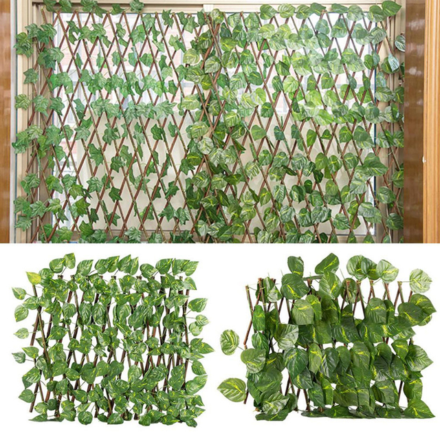 Ogrodzenie balkonowe elastyczne chowane ekrany z naturalnego drewna i sztucznych roślin - dekoracyjna granica zewnętrzna do ogrodu - Wianko - 10