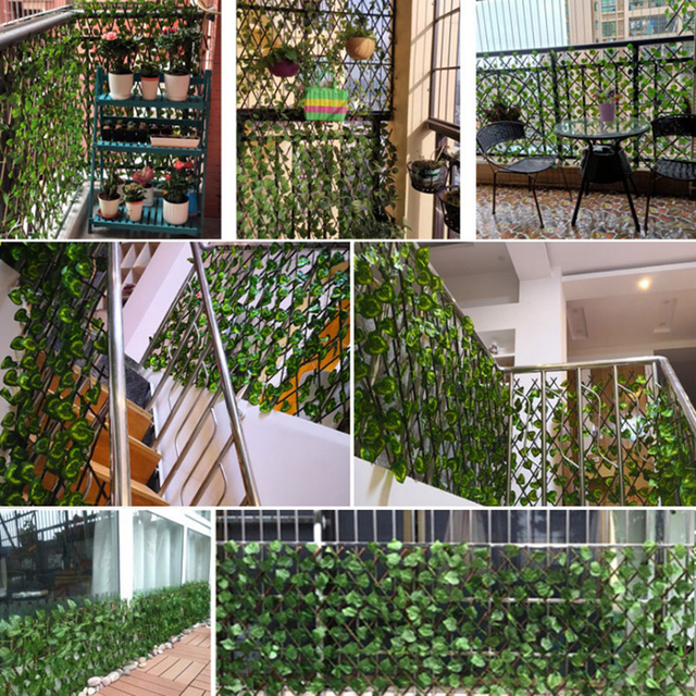 Ogrodzenie balkonowe elastyczne chowane ekrany z naturalnego drewna i sztucznych roślin - dekoracyjna granica zewnętrzna do ogrodu - Wianko - 12
