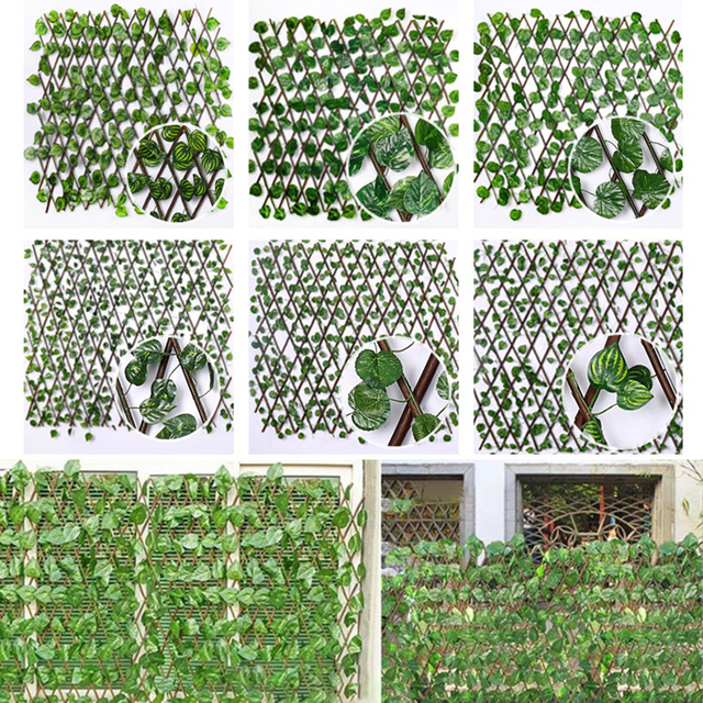 Ogrodzenie balkonowe elastyczne chowane ekrany z naturalnego drewna i sztucznych roślin - dekoracyjna granica zewnętrzna do ogrodu - Wianko - 1