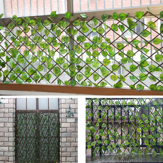 Ogrodzenie balkonowe elastyczne chowane ekrany z naturalnego drewna i sztucznych roślin - dekoracyjna granica zewnętrzna do ogrodu - Wianko - 8