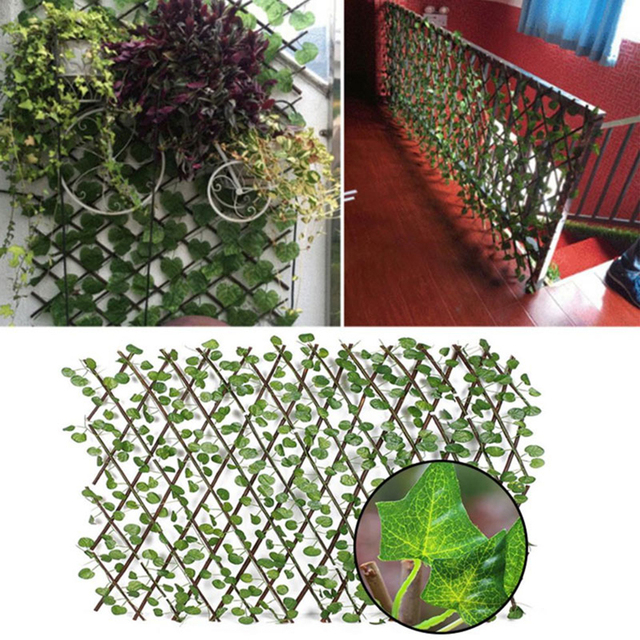 Ogrodzenie balkonowe elastyczne chowane ekrany z naturalnego drewna i sztucznych roślin - dekoracyjna granica zewnętrzna do ogrodu - Wianko - 9