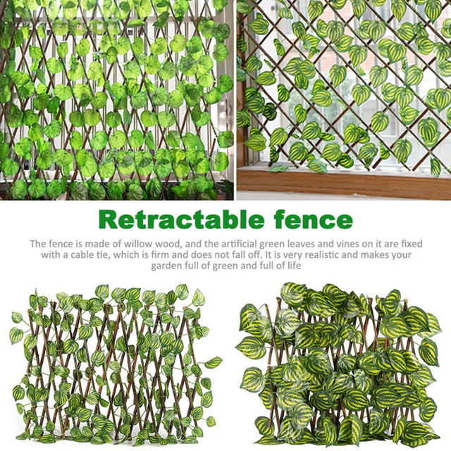 Ogrodzenie balkonowe elastyczne chowane ekrany z naturalnego drewna i sztucznych roślin - dekoracyjna granica zewnętrzna do ogrodu - Wianko - 2