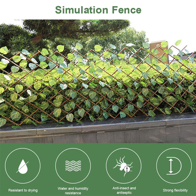 Ogrodzenie balkonowe elastyczne chowane ekrany z naturalnego drewna i sztucznych roślin - dekoracyjna granica zewnętrzna do ogrodu - Wianko - 3