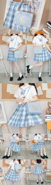 Torebka na ramię Gwiazda Księżyc Lolita 3Way Retro Anime Student Cosplay JK PU SA - Wianko - 14