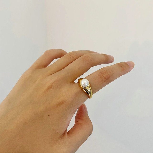 Obrączki ślubne - Stal nierdzewna 316L, wysoka jakość, słodkowodna perła, stalowe pierścienie dla kobiet - Wianko - 3