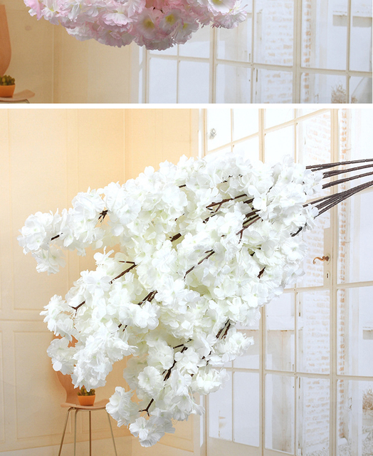 Sztuczny kwiat wiśni różowy/biały - drzewo wiśni, jedwabiu, wiosna, DIY Bonsai, arch, rekwizyty, ślub, dekoracja wnętrz - Wianko - 18