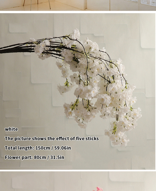 Sztuczny kwiat wiśni różowy/biały - drzewo wiśni, jedwabiu, wiosna, DIY Bonsai, arch, rekwizyty, ślub, dekoracja wnętrz - Wianko - 19