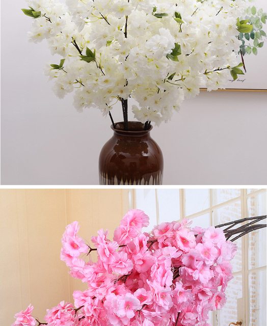 Sztuczny kwiat wiśni różowy/biały - drzewo wiśni, jedwabiu, wiosna, DIY Bonsai, arch, rekwizyty, ślub, dekoracja wnętrz - Wianko - 16