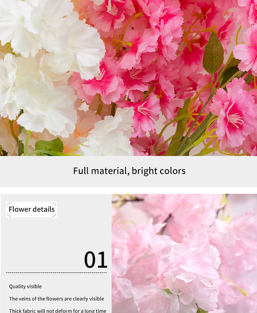 Sztuczny kwiat wiśni różowy/biały - drzewo wiśni, jedwabiu, wiosna, DIY Bonsai, arch, rekwizyty, ślub, dekoracja wnętrz - Wianko - 22