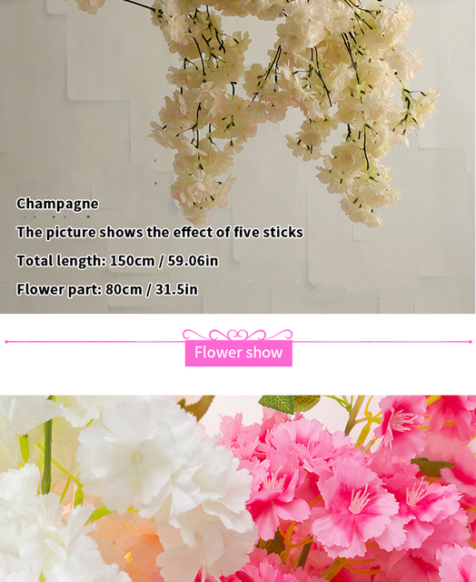 Sztuczny kwiat wiśni różowy/biały - drzewo wiśni, jedwabiu, wiosna, DIY Bonsai, arch, rekwizyty, ślub, dekoracja wnętrz - Wianko - 21