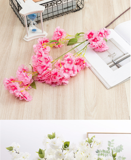Sztuczny kwiat wiśni różowy/biały - drzewo wiśni, jedwabiu, wiosna, DIY Bonsai, arch, rekwizyty, ślub, dekoracja wnętrz - Wianko - 15