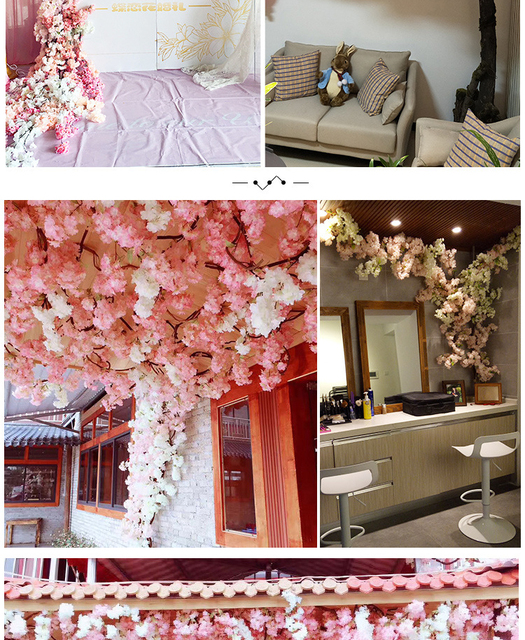 Sztuczny kwiat wiśni różowy/biały - drzewo wiśni, jedwabiu, wiosna, DIY Bonsai, arch, rekwizyty, ślub, dekoracja wnętrz - Wianko - 9