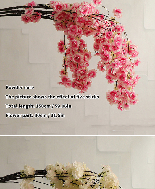 Sztuczny kwiat wiśni różowy/biały - drzewo wiśni, jedwabiu, wiosna, DIY Bonsai, arch, rekwizyty, ślub, dekoracja wnętrz - Wianko - 20