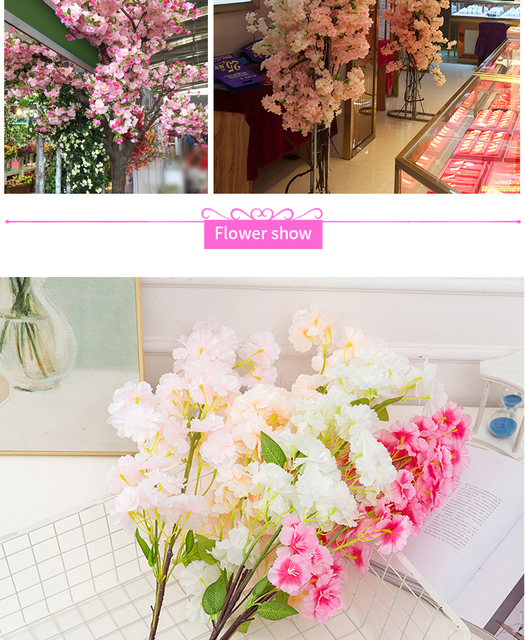 Sztuczny kwiat wiśni różowy/biały - drzewo wiśni, jedwabiu, wiosna, DIY Bonsai, arch, rekwizyty, ślub, dekoracja wnętrz - Wianko - 12