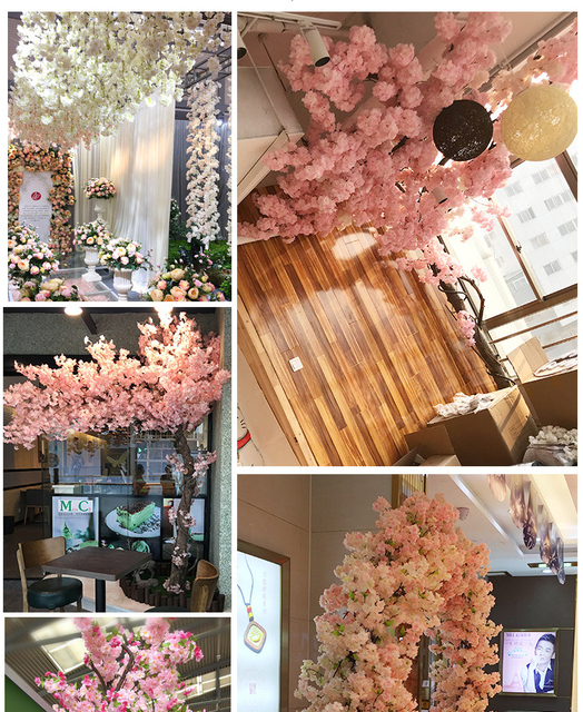Sztuczny kwiat wiśni różowy/biały - drzewo wiśni, jedwabiu, wiosna, DIY Bonsai, arch, rekwizyty, ślub, dekoracja wnętrz - Wianko - 11
