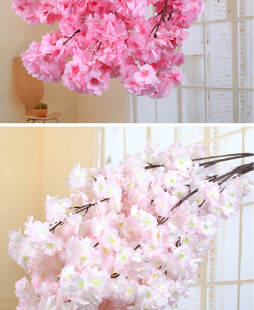 Sztuczny kwiat wiśni różowy/biały - drzewo wiśni, jedwabiu, wiosna, DIY Bonsai, arch, rekwizyty, ślub, dekoracja wnętrz - Wianko - 17