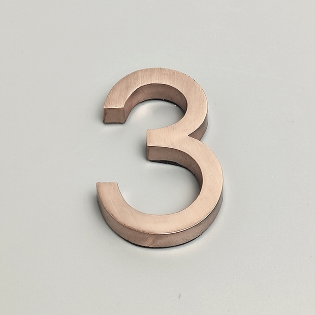 1 sztuka Naklejka 3D z nowoczesnym numerem domu od 0 do 9 do drzwi hotelowych lub mieszkalnych - brązowa naklejka z głównym numerem w kolorze miedzi - Wianko - 8