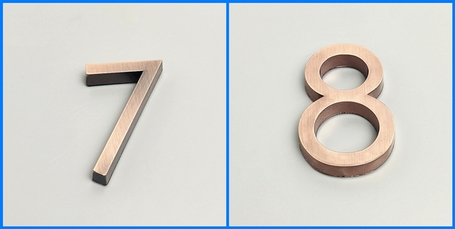 1 sztuka Naklejka 3D z nowoczesnym numerem domu od 0 do 9 do drzwi hotelowych lub mieszkalnych - brązowa naklejka z głównym numerem w kolorze miedzi - Wianko - 11