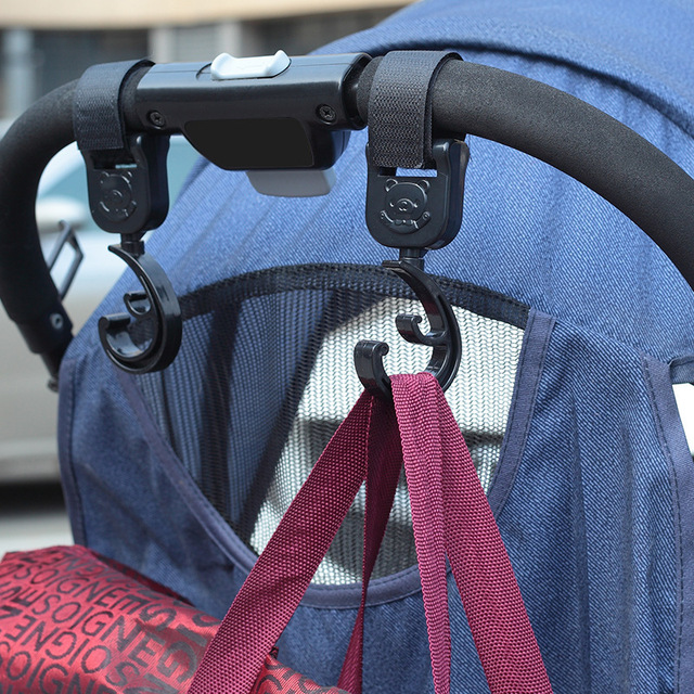 Dziecięce torba haczyki do wózka, zestaw 2 sztuk - akcesoria wózków, wózek obrotowy 360 stopni, fotelik samochodowy, organizator bezpieczeństwa, dodatek do wózka dziecięcego - Wianko - 2