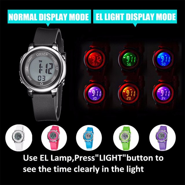 Zegarek cyfrowy LED OHSEN Moda Dziecięcy Wodoodporny 2021 - dostępny dla dziewczyn i chłopców - Wianko - 3