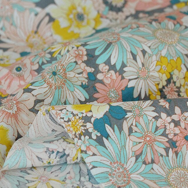 Kwiatowy materiał z popeliny bawełnianej, letnie wzory, do patchworku, ręcznie robione, 0,5 metra - Wianko - 10