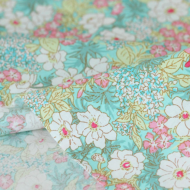 Kwiatowy materiał z popeliny bawełnianej, letnie wzory, do patchworku, ręcznie robione, 0,5 metra - Wianko - 9