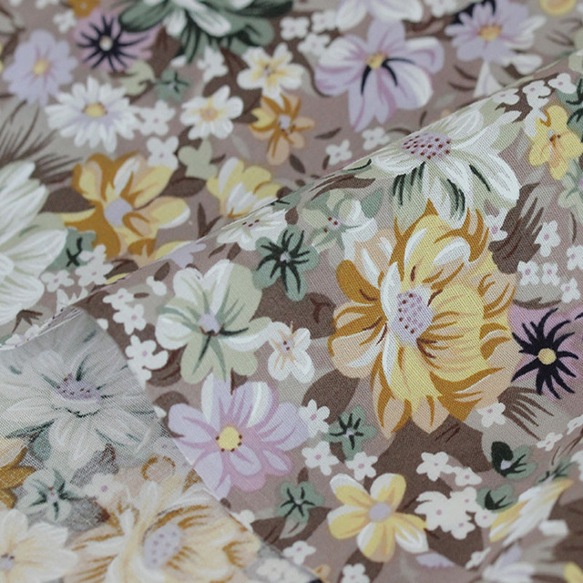 Kwiatowy materiał z popeliny bawełnianej, letnie wzory, do patchworku, ręcznie robione, 0,5 metra - Wianko - 16