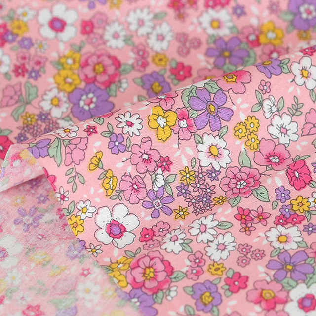 Kwiatowy materiał z popeliny bawełnianej, letnie wzory, do patchworku, ręcznie robione, 0,5 metra - Wianko - 36