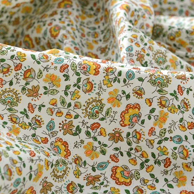 Kwiatowy materiał z popeliny bawełnianej, letnie wzory, do patchworku, ręcznie robione, 0,5 metra - Wianko - 53