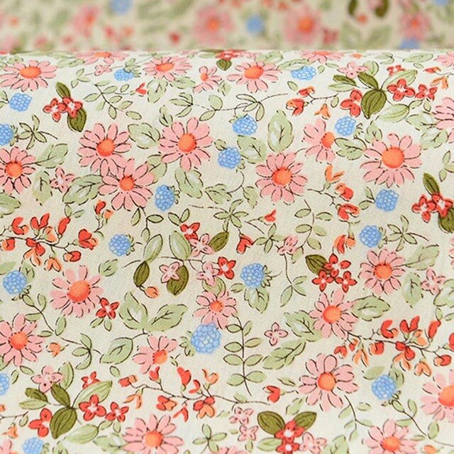 Kwiatowy materiał z popeliny bawełnianej, letnie wzory, do patchworku, ręcznie robione, 0,5 metra - Wianko - 28