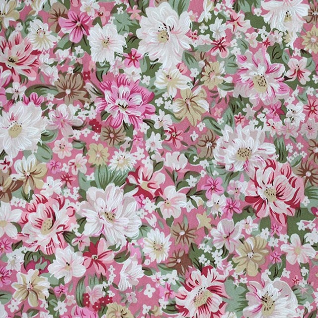 Kwiatowy materiał z popeliny bawełnianej, letnie wzory, do patchworku, ręcznie robione, 0,5 metra - Wianko - 51