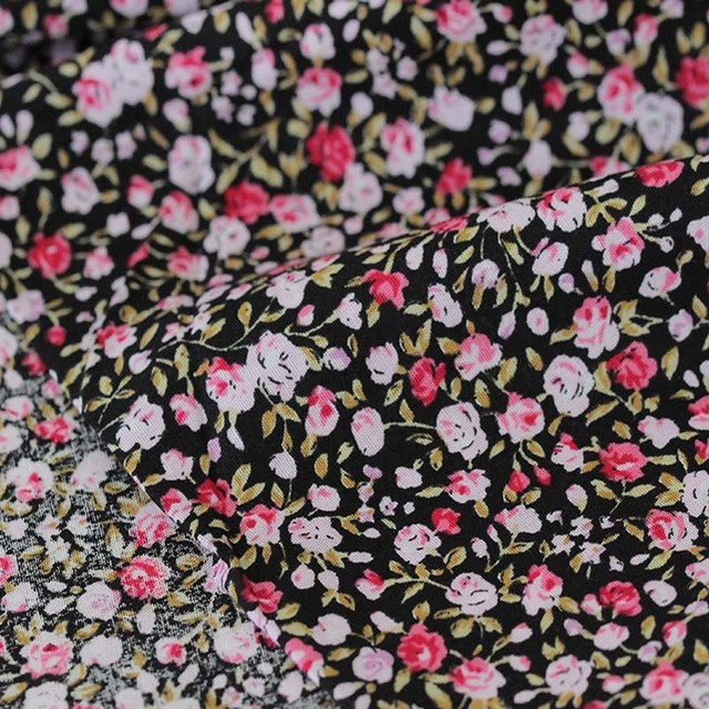 Kwiatowy materiał z popeliny bawełnianej, letnie wzory, do patchworku, ręcznie robione, 0,5 metra - Wianko - 15
