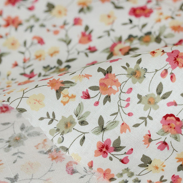 Kwiatowy materiał z popeliny bawełnianej, letnie wzory, do patchworku, ręcznie robione, 0,5 metra - Wianko - 50