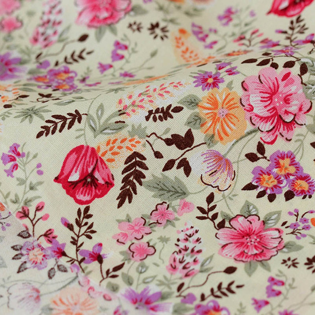 Kwiatowy materiał z popeliny bawełnianej, letnie wzory, do patchworku, ręcznie robione, 0,5 metra - Wianko - 19