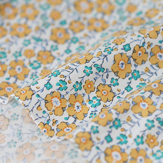 Kwiatowy materiał z popeliny bawełnianej, letnie wzory, do patchworku, ręcznie robione, 0,5 metra - Wianko - 41