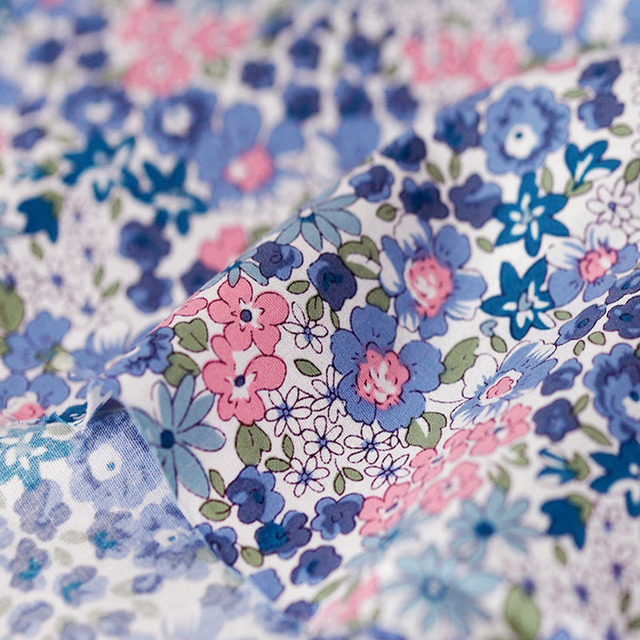 Kwiatowy materiał z popeliny bawełnianej, letnie wzory, do patchworku, ręcznie robione, 0,5 metra - Wianko - 35