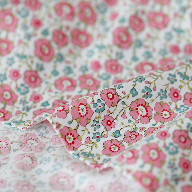 Kwiatowy materiał z popeliny bawełnianej, letnie wzory, do patchworku, ręcznie robione, 0,5 metra - Wianko - 48