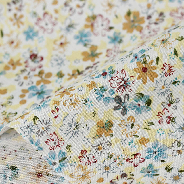 Kwiatowy materiał z popeliny bawełnianej, letnie wzory, do patchworku, ręcznie robione, 0,5 metra - Wianko - 42