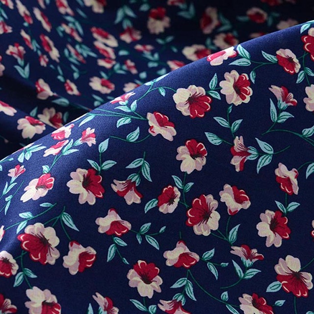 Kwiatowy materiał z popeliny bawełnianej, letnie wzory, do patchworku, ręcznie robione, 0,5 metra - Wianko - 32