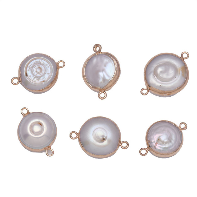 Wisiorek DIY z dwoma nieregularnymi okrągłymi kształtami naturalnych pereł do tworzenia biżuterii - Wianko - 5