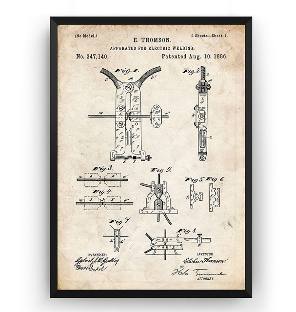 Vintage spawarka elektryczna 1886 Patent Blueprint plakat na płótnie - dekoracje ścienne malarstwo drukuj - Living Home Art - Wianko - 3