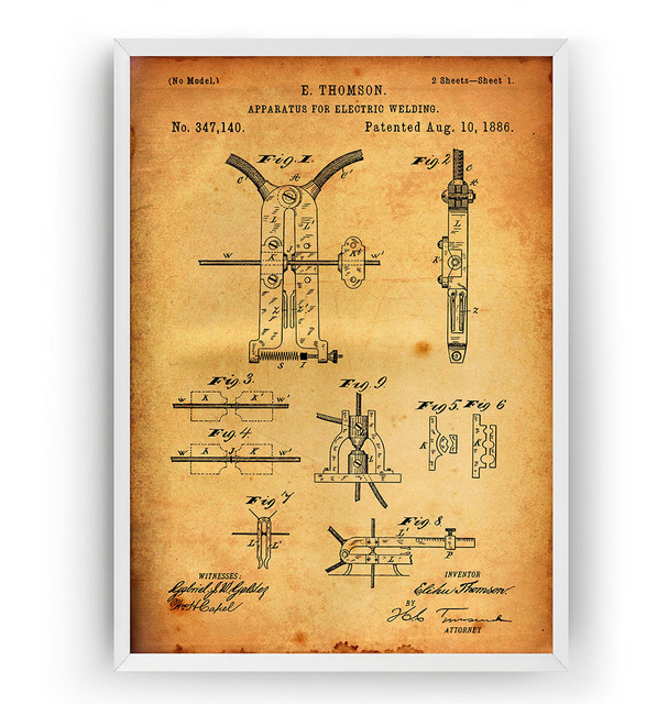 Vintage spawarka elektryczna 1886 Patent Blueprint plakat na płótnie - dekoracje ścienne malarstwo drukuj - Living Home Art - Wianko - 4
