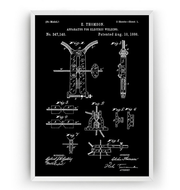 Vintage spawarka elektryczna 1886 Patent Blueprint plakat na płótnie - dekoracje ścienne malarstwo drukuj - Living Home Art - Wianko - 5