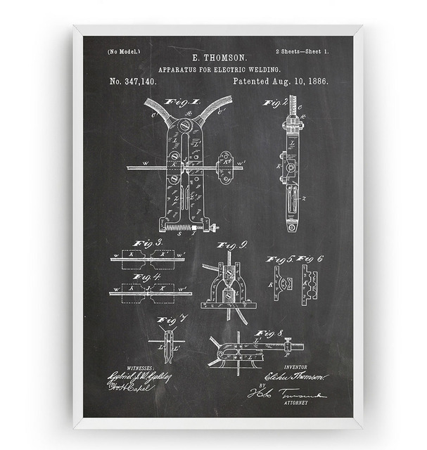 Vintage spawarka elektryczna 1886 Patent Blueprint plakat na płótnie - dekoracje ścienne malarstwo drukuj - Living Home Art - Wianko - 8